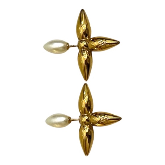 Louis Vuitton Louisette Macro Gold & Pearl Earrings - Picture 7 of 13